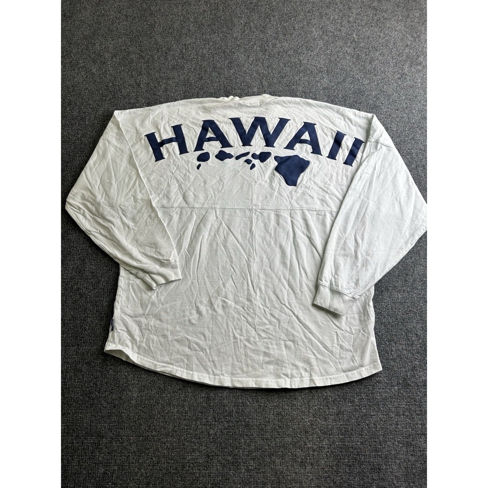 Mens Spirit Jersey Hawaii Islands Long Sleeve Oversized Shirt White, Size XL